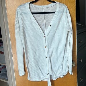 Waffle knit button up top